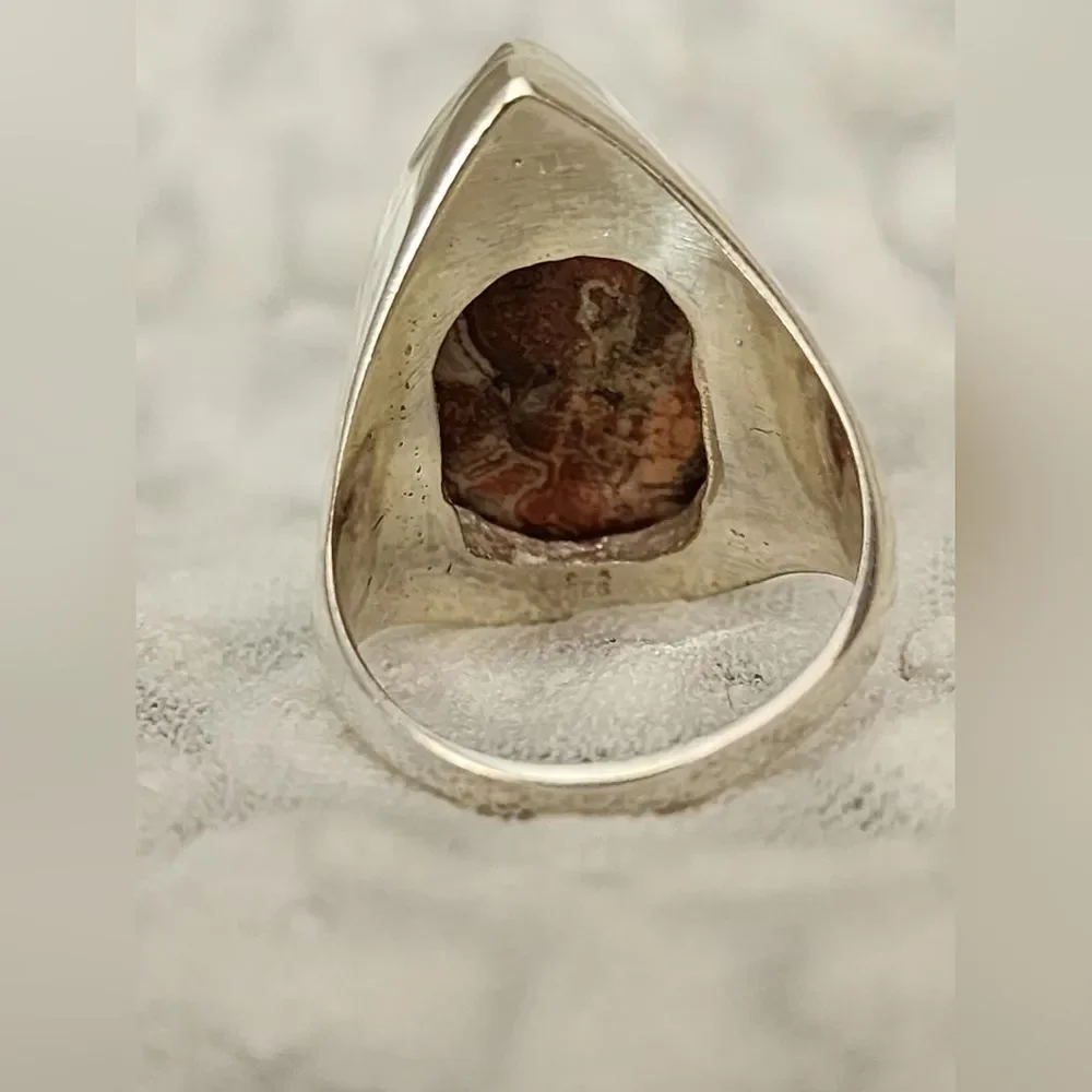 Unisex Gemstone Ring! Size 9 3/4! Rhyolite Hand Crafted Gemstone Ring